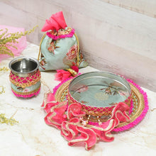 Load image into Gallery viewer, Blooming Peonies Floral Karwa Chauth Thali Set