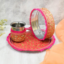 Load image into Gallery viewer, Radiant Rani & Orange Karwa Chauth Thali Set