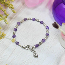 Load image into Gallery viewer, Silver Amethyst Crystal Bracelet