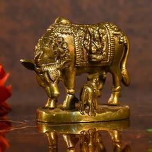 Load image into Gallery viewer, Kamdhenu with Calf Idol (Brass)