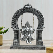 Load image into Gallery viewer, Auspicious Silvery Ganesha on Swing/Jhula