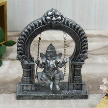 Load image into Gallery viewer, Auspicious Silvery Ganesha on Swing/Jhula