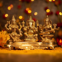 Load image into Gallery viewer, Antique Brass Laxmi Ganesh Saraswati