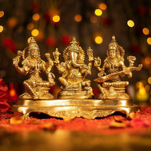 Load image into Gallery viewer, Antique Brass Laxmi Ganesh Saraswati