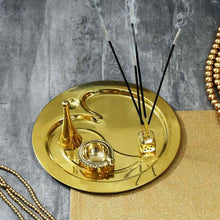 Load image into Gallery viewer, Traditional Brass Om Pooja Thali (Set Of 4)