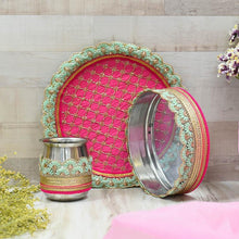 Load image into Gallery viewer, Majestic Mint & Rani Karwa Chauth Thali Set