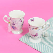 Load image into Gallery viewer, Butterfly Theme Vintage Tea Cups (Set of 2)