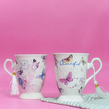 Load image into Gallery viewer, Butterfly Theme Vintage Tea Cups (Set of 2)