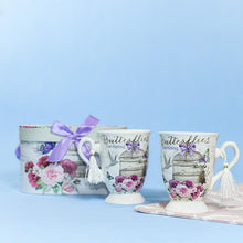 Load image into Gallery viewer, Violet Cage Theme Vintage Tea Cups (Set of 2)