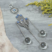 Load image into Gallery viewer, Evil Eye with Hamsa Hand Protection Crystal Hanging