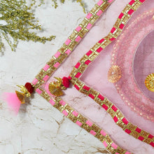 Load image into Gallery viewer, Bedazzled Baby Pink Thali Cover
