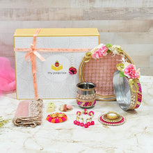 Load image into Gallery viewer, Rosy Pink Floral Karwa Chauth Gift Box