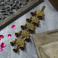 Load image into Gallery viewer, Antique Brass 11 Bells With Surya Figurine