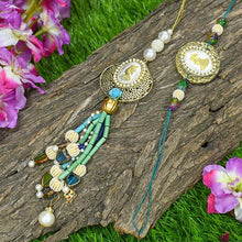 Load image into Gallery viewer, Bejewelled Silver Bhaiya Bhabhi Rakhi (Set Of 2)