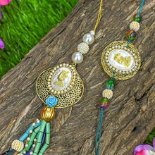 Load image into Gallery viewer, Bejewelled Silver Bhaiya Bhabhi Rakhi (Set Of 2)