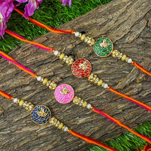 Load image into Gallery viewer, Traditional Bejewelled Rakhi (Set of 4)
