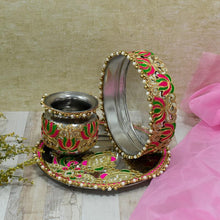 Load image into Gallery viewer, Colorful Beaded Karwa Chauth Thali Set