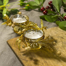 Load image into Gallery viewer, Shimmering Gold Beaded Candle Set
