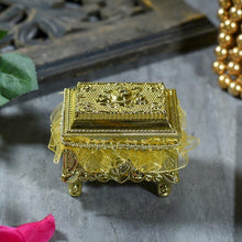 Load image into Gallery viewer, Shimmering Gold Trinket Box with Rose Pattern (Material: Plastic)