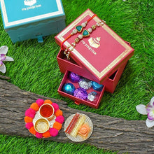 Load image into Gallery viewer, Sparkling Green Crystal Bhaiya Bhabi Rakhi Box