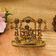 Load image into Gallery viewer, Diamond Studded Radha Krishna Idol on Jhula