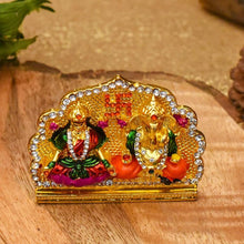Load image into Gallery viewer, Diamond-Studded Laxmi Ganesh Murti with Swastik