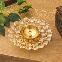Load image into Gallery viewer, Crystal Embellished Brass Diya