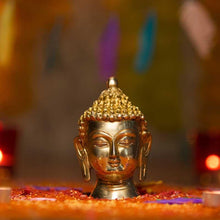 Load image into Gallery viewer, Antique Brass Buddha Head