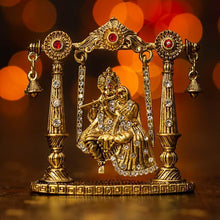 Load image into Gallery viewer, Diamond Studded Radha Krishna Idol on Jhula