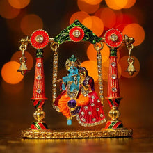 Load image into Gallery viewer, Vibrant Radha Krishna Idol with Jhula