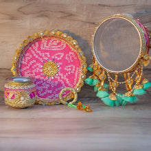 Load image into Gallery viewer, Rani & Mint Jaipuri Karwa Chauth Thali Set