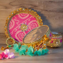 Load image into Gallery viewer, Rani & Mint Jaipuri Karwa Chauth Thali Set