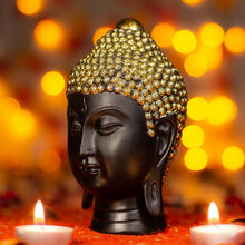Load image into Gallery viewer, Handmade Black Buddha Head Showpiece with Golden Crown