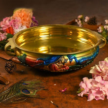 Load image into Gallery viewer, Antique Brass Urli With Peacock Design