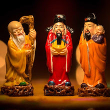 Load image into Gallery viewer, Colourful Feng Shui Fuk Luk Sau Clay Statue