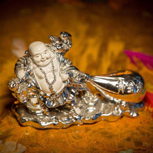 Load image into Gallery viewer, Feng Shui Sparkling Laughing Buddha with Money Bag for Prosperity