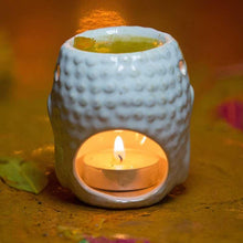 Load image into Gallery viewer, Decorative Meditating Buddha Aroma Diffuser Tealight Holder White