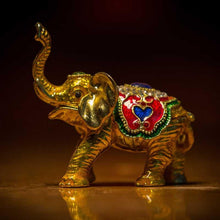 Load image into Gallery viewer, Stone Studded Metal Elephant Showpiece