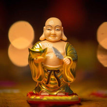 Load image into Gallery viewer, Feng Shui Laughing Buddha with Swinging Fan Showpiece for Good Luck Prosperity