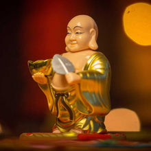 Load image into Gallery viewer, Feng Shui Laughing Buddha with Swinging Fan Showpiece for Good Luck Prosperity