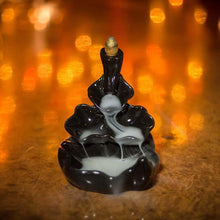 Load image into Gallery viewer, Glossy Black Backflow Smoke Waterfall Dhoop Burner