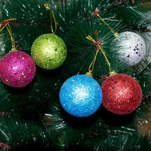 Load image into Gallery viewer, Multicolour Glittered Christmas Tree Hanging Balls