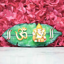 Load image into Gallery viewer, Banana Leaf Lord Ganesha Wooden Door Wall Hanging