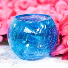Load image into Gallery viewer, Blue Crackled Matki Candle Holder