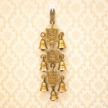 Load image into Gallery viewer, Antique Brass Door/Wall Hanging 7 Bells with Engraved Ganesh