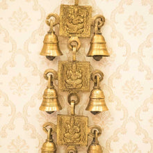 Load image into Gallery viewer, Antique Brass Door/Wall Hanging 7 Bells with Engraved Ganesh
