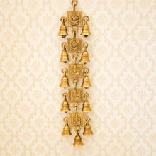 Load image into Gallery viewer, Ganesha Engraved Brass Door/Wall Hanging 11 Bells