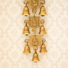 Load image into Gallery viewer, Ganesha Engraved Brass Door/Wall Hanging 11 Bells