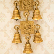 Load image into Gallery viewer, Ganesha Engraved Brass Door/Wall Hanging 11 Bells