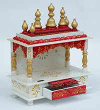 Load image into Gallery viewer, White & Red Sheesham Wood Pooja Mandir
